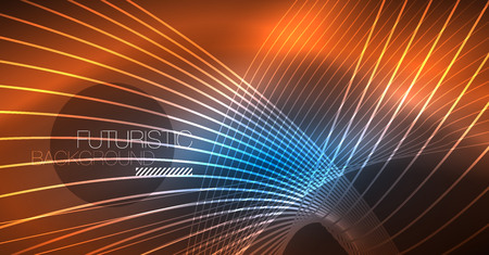 Neon glowing magic background, neon banner, night sky wallpaper. Magic light vector effect. Christmas abstract pattern.のイラスト素材