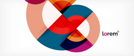 Modern geometric circles abstract background, colorful round shapes with shadow effects, vector illustrationのイラスト素材