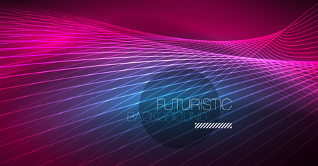 Digital technology abstract background - neon geometric design. Abstract glowing lines. Colorful techno vector background. Futuristic shape.のイラスト素材