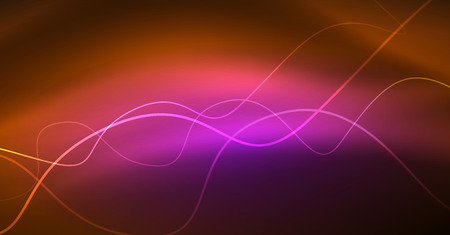 Abstract shiny glowinng color wave design element on dark background - science or technology concept, vectorのイラスト素材