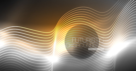 Neon lines wave background. Vector abstract compositionのイラスト素材