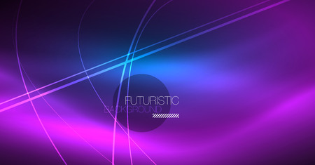 Neon glowing magic background, neon banner, night sky wallpaper. Magic light vector effect. Christmas abstract pattern.のイラスト素材