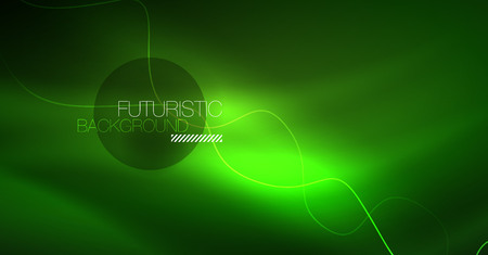 Abstract shiny glowinng color wave design element on dark background - science or technology concept, vectorのイラスト素材