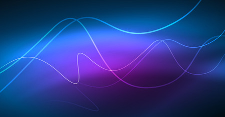 Glowing abstract wave on dark, shiny motion, Christmas and New Year magic space light. Vector techno abstract backgroundのイラスト素材