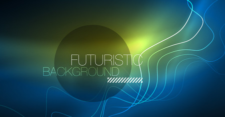 Glowing abstract wave on dark, shiny motion, Christmas and New Year magic space light. Vector techno abstract backgroundのイラスト素材