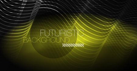 Neon lines wave background. Vector abstract compositionのイラスト素材