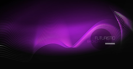 Neon lines wave background. Vector abstract compositionのイラスト素材