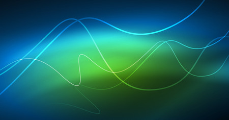 Glowing abstract wave on dark, shiny motion, Christmas and New Year magic space light. Vector techno abstract backgroundのイラスト素材