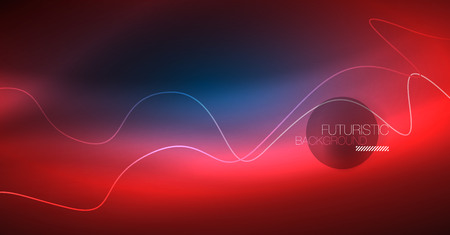 Glowing abstract wave on dark, shiny motion, Christmas and New Year magic space light. Vector techno abstract backgroundのイラスト素材