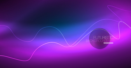 Glowing abstract wave on dark, shiny motion, Christmas and New Year magic space light. Vector techno abstract backgroundのイラスト素材