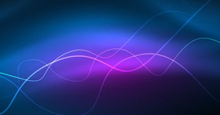 Glowing abstract wave on dark, shiny motion, Christmas and New Year magic space light. Vector techno abstract backgroundのイラスト素材