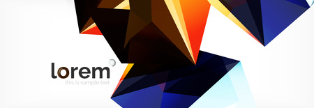 Vector colorful geometric triangle background, crystal banner design, modern template with triangular shapes on light backdropのイラスト素材