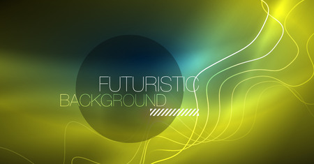 Glowing abstract wave on dark, shiny motion, Christmas and New Year magic space light. Vector techno abstract backgroundのイラスト素材