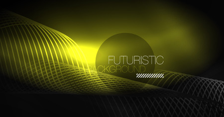 Neon lines wave background. Vector abstract compositionのイラスト素材