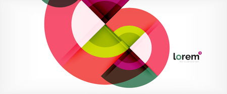 Modern geometric circles abstract background, colorful round shapes with shadow effects, vector illustrationのイラスト素材