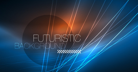 Neon glowing magic background, neon banner, night sky wallpaper. Magic light vector effect. Christmas abstract pattern.のイラスト素材