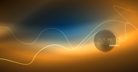 Glowing abstract wave on dark, shiny motion, Christmas and New Year magic space light. Vector techno abstract backgroundのイラスト素材