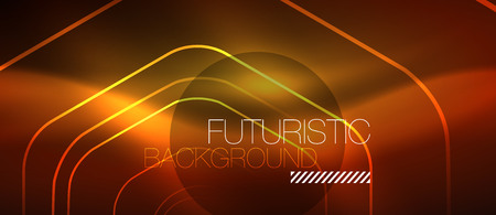 Neon glowing wave, magic energy and light motion background. Vector design wallpaper templateのイラスト素材