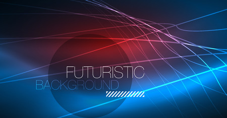 Neon glowing magic background, neon banner, night sky wallpaper. Magic light vector effect. Christmas abstract pattern.のイラスト素材