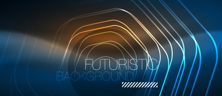 Neon glowing lines, magic energy space blue light concept, abstract background wallpaper design, vector illustrationのイラスト素材