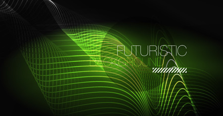 Neon lines wave background. Vector abstract compositionのイラスト素材