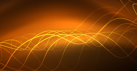Abstract shiny glowinng color wave design element on dark background - science or technology concept, vectorのイラスト素材