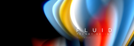 Abstract liquid colorful banner. Trendy wavy dynamic design. Fluid color shapes.のイラスト素材