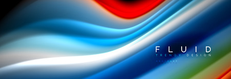 Abstract liquid colorful banner. Trendy vector wavy dynamic design. Fluid color shapes.のイラスト素材