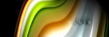 Abstract liquid colorful banner. Trendy wavy dynamic design. Fluid color shapes.のイラスト素材