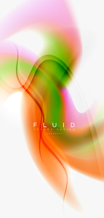 Color flowing wave, trendy liquid design template. For presentation, internet poster or web brochure cover, wallpaper. Vector illustrationのイラスト素材