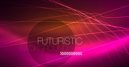 Digital technology abstract background - neon geometric design. Abstract glowing lines. Colorful techno vector background. Futuristic shape.のイラスト素材