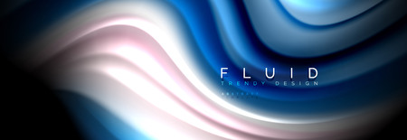 Abstract wave line water 3d background. Wave liquid shape. Splash ink paint mixing on black, vector illustrationのイラスト素材