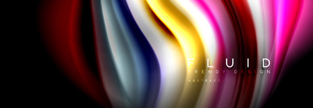 Abstract liquid colorful banner. Trendy vector wavy dynamic design. Fluid color shapes.のイラスト素材