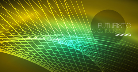 Neon glowing magic background, neon banner, night sky wallpaper. Magic light vector effect. Christmas abstract pattern.のイラスト素材