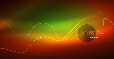 Neon lines wave background. Vector abstract compositionのイラスト素材