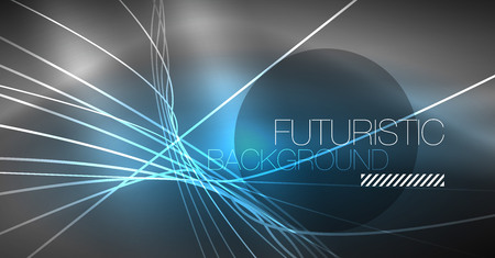 Digital technology abstract background - neon geometric design. Abstract glowing lines. Colorful techno vector background. Futuristic shape.のイラスト素材