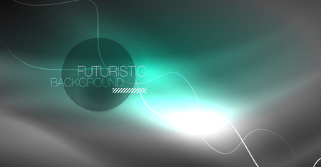 Neon lines wave background. Vector abstract compositionのイラスト素材