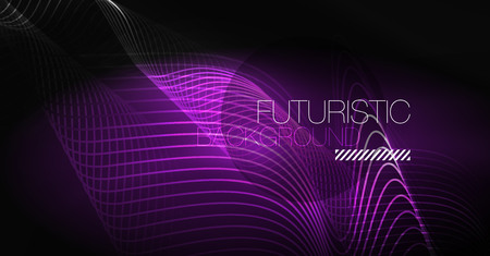 Neon lines wave background. Vector abstract compositionのイラスト素材