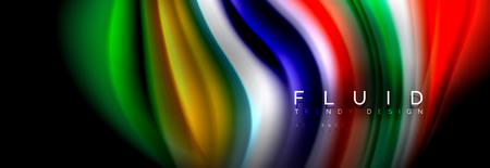 Abstract wave line water 3d background. Wave liquid shape. Splash ink paint mixing on black, vector illustrationのイラスト素材