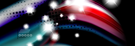 Rainbow color fluid wave lines flow poster. Wave vector Liquid shapes designのイラスト素材