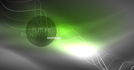 Neon lines wave background. Vector abstract compositionのイラスト素材