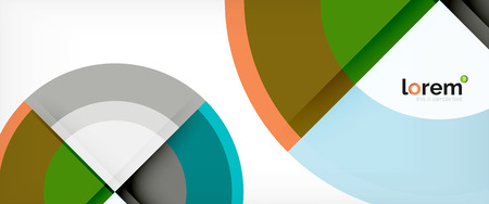 Modern geometric circles abstract background, colorful round shapes with shadow effects, vector illustrationのイラスト素材