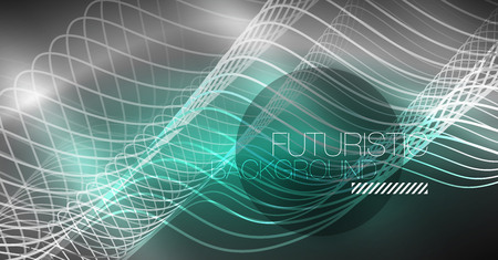Neon lines wave background. Vector abstract compositionのイラスト素材