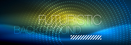 Glowing neon circle line dots, round line design, abstract style on black background. Neon abstract round circles Magic neon lights and glowing dots. Vector illustrationのイラスト素材