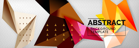 Mosaic triangular 3d shapes composition, geometric modern