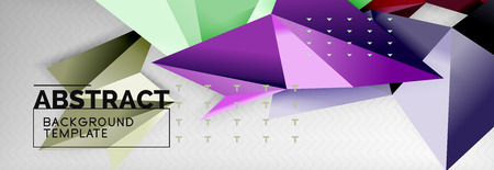 Abstract flying color geometric triangles composition on greyのイラスト素材
