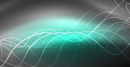 Neon lines wave background. Vector abstract compositionのイラスト素材