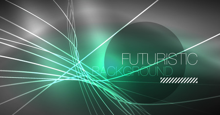 Digital technology abstract background - neon geometric design. Abstract glowing lines. Colorful techno vector background. Futuristic shape.のイラスト素材