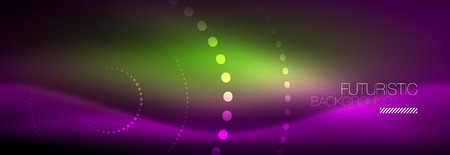 Glowing neon circle line dots, round line design, abstract style on black background. Neon abstract round circles Magic neon lights and glowing dots. Vector illustrationのイラスト素材