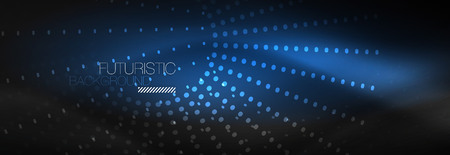 Glowing neon circle line dots, round line design, abstract style on black background. Neon abstract round circles Magic neon lights and glowing dots. Vector illustrationのイラスト素材